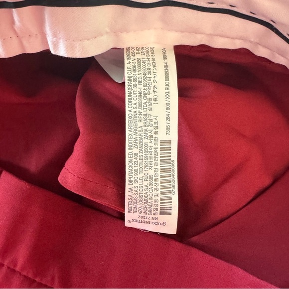 Zara High Waisted Straight Leg Side Slits Dress Pant NWT Size XXL Red Burgundy - Picture 7 of 15
